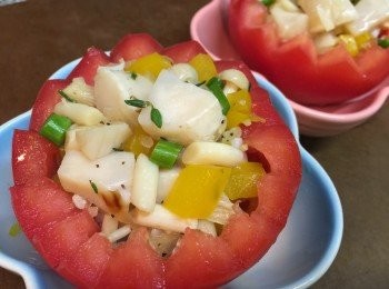 step7: 將炒好的蔬菜都平均起釀入蕃茄盒子內