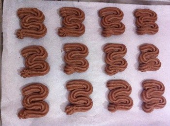 step7: 烘培模型底部鋪上烘培紙，然後擠出花紋。