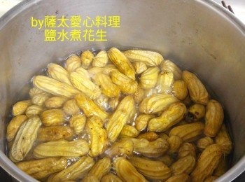 step1: 花生冼乾淨，加鹽和水，水高過花生，水滾後中火煮20分鐘，熄火焗10分鐘，倒去水可以吃啦。