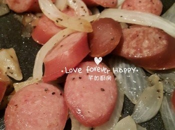 step5: 上桌, 即成惹味鐵板韓式司華力腸