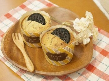 step9: 香濃無法擋的oreo餅乾馬芬熱呼呼出爐囉:)