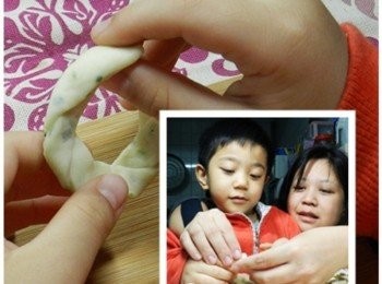 step10: 我跟佑佑一起把蔥油派捲成圓圈圈