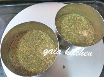 step2: 倒入模壓實，放入焗爐170度15分鐘，取出放凉