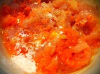 step5: 雞蛋.胡蘿蔔.雞肉末混合