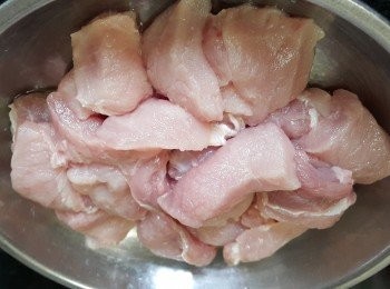 step2: 將豬扒切成細件