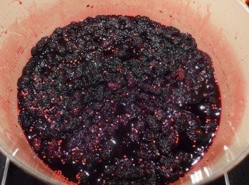 step8: 將多的果汁取出做成濃縮果汁,這樣的做法不僅可節省熬煮果醬的收汁時間,還可以獲得天然濃縮桑椹果汁2小瓶(1瓶約500cc)。