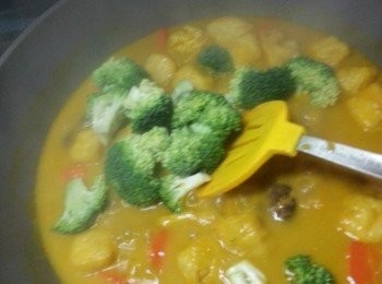 step11: 加入西蘭花兜勻,再加入調味料煮約2分鐘