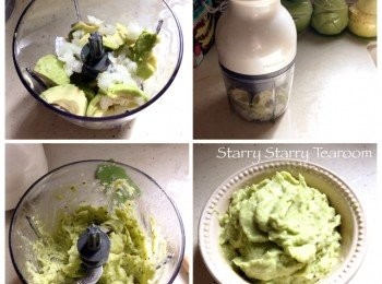step3: 將所有牛油果醬材料（牛油果、洋蔥、奇異果、蜜糖、鹽和黑椒），放進攪拌杯內，打發均勻，便完成牛油果醬。