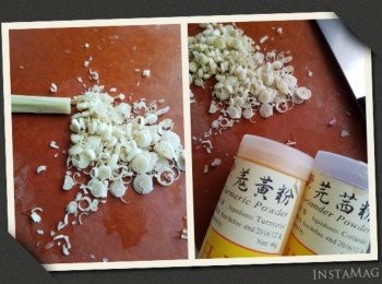 step1: 香茅切細粒。