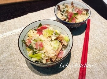 step7: 充滿年味的一道簡易菜飯
就這樣完成囉！
看起來很美味吧~
不論是當全家人的晚餐、或是帶便當
都很方便唷，趕緊試試看吧