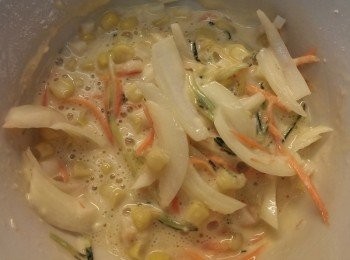 step2: 混合所有蔬菜及粉類