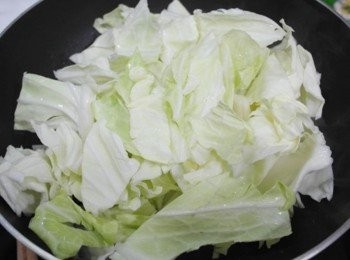 step2: 洋蔥香氣出來後加入高麗菜一起炒!!!!