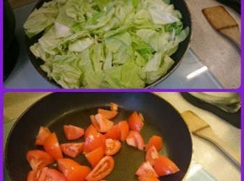 step7: 用另一鑊分別爆香椰菜及蕃茄，再加入湯煲，有月助減少蔬菜的青味。