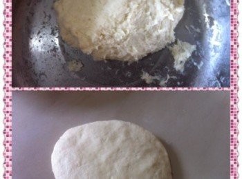 step3: 用布蓋起來待30分鐘。
30分鐘后取出麵團放在工作臺上，如果麵團粘著工作臺，可以加入少許的植物油，把麵團搓成圓滑。