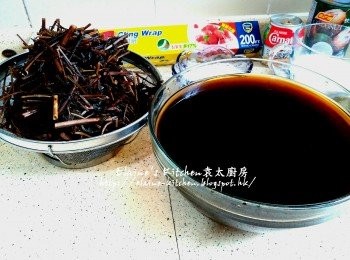 step6: 涼粉菜及涼粉水分開盛起