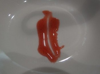 step9: 用小湯匙將果醬汁在盤子裡劃出一道,即可確定果醬是否完成。