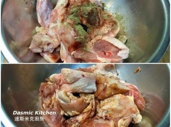 step1: 雞肉塊與醃肉<span class="group_3">調味料</span>混勻、 靜置約15分鐘