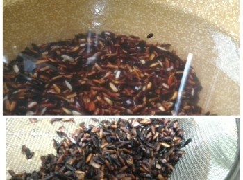step1: 紫米用水浸至少3小時後，隔水備用。