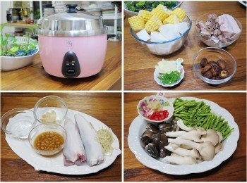 step1: 將要入鍋的<span class="group_1">食材</span>先洗一洗切一切，排骨和5花肉先汆燙過 如備料照一道道處理好(入鍋時就不會手忙腳亂) 豆豉虱目魚只是這一鍋中其中一道喔。 🎊【鍋寶不鏽鋼分離式11人份電鍋-初戀粉】 外鍋304食品級不鏽鋼材質，真的讓整個質感大大提升， 平時直接取出即可清洗~超方便 然後11人份大容量，更好做運用