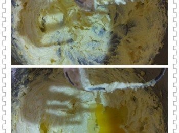 step2: 取出一個較深的碗，加入牛油和白砂糖打發，然後逐粒蛋加入，充分的打發均勻。