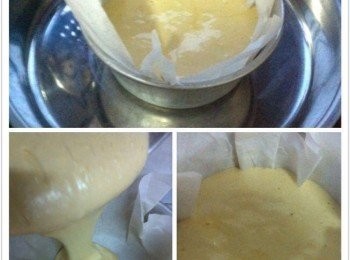 step2: 然後加入溶解的牛油攪拌均勻，在篩入低筋麵粉利用刮刀攪拌均勻。