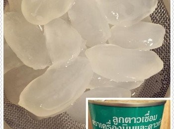 step4: 亞答子（罐頭裝倒去糖水備用），亞答子及椰奶放冰箱冷藏。
** 亞答子是半透明的果肉，帶甜，口感柔韌像海底椰，但比海底椰好吃。放在糖水或特調飲品也適合！