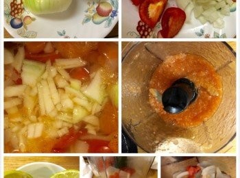 step1: 把莎莎醬汁的<span class="group_1">食材</span>牛蕃茄、洋蔥、大蒜全部放到小鍋煮熟撈起，然後用切碎盒打碎，再加入ㄧ小匙檸檬汁調味，寶寶版醬汁我都有煮熟，我們家大人小人共煮共食，所以都是以寶寶的口味爲主。
如果大人喜歡味道重ㄧ點，可以分開做，不用煮熟，直接切碎後加點黑胡椒或墨西哥辣椒片。