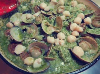 青醬蛤蜊干貝燉飯