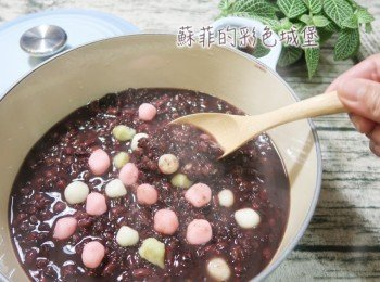紫米紅豆湯圓粥（電鍋版之紅豆免泡水煮法）