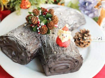 聖誕巧克力樹幹蛋糕