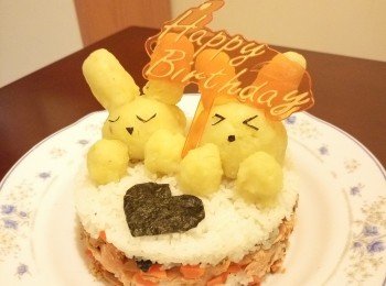 迷你三文魚飯小兔蛋糕(3吋圓模)