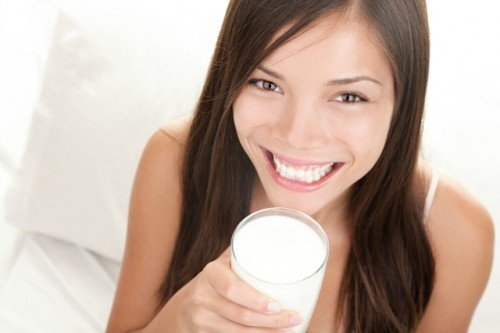 Drinking milk woman