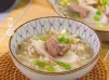【袪濕健脾】扁豆花淮山薏米肉片粥 Lentil blossoms, Chinese yam, job's tears and pork congee