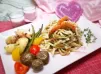 [情人節系列 -- 青醬海蝦扁意粉配雜菜暖沙律]