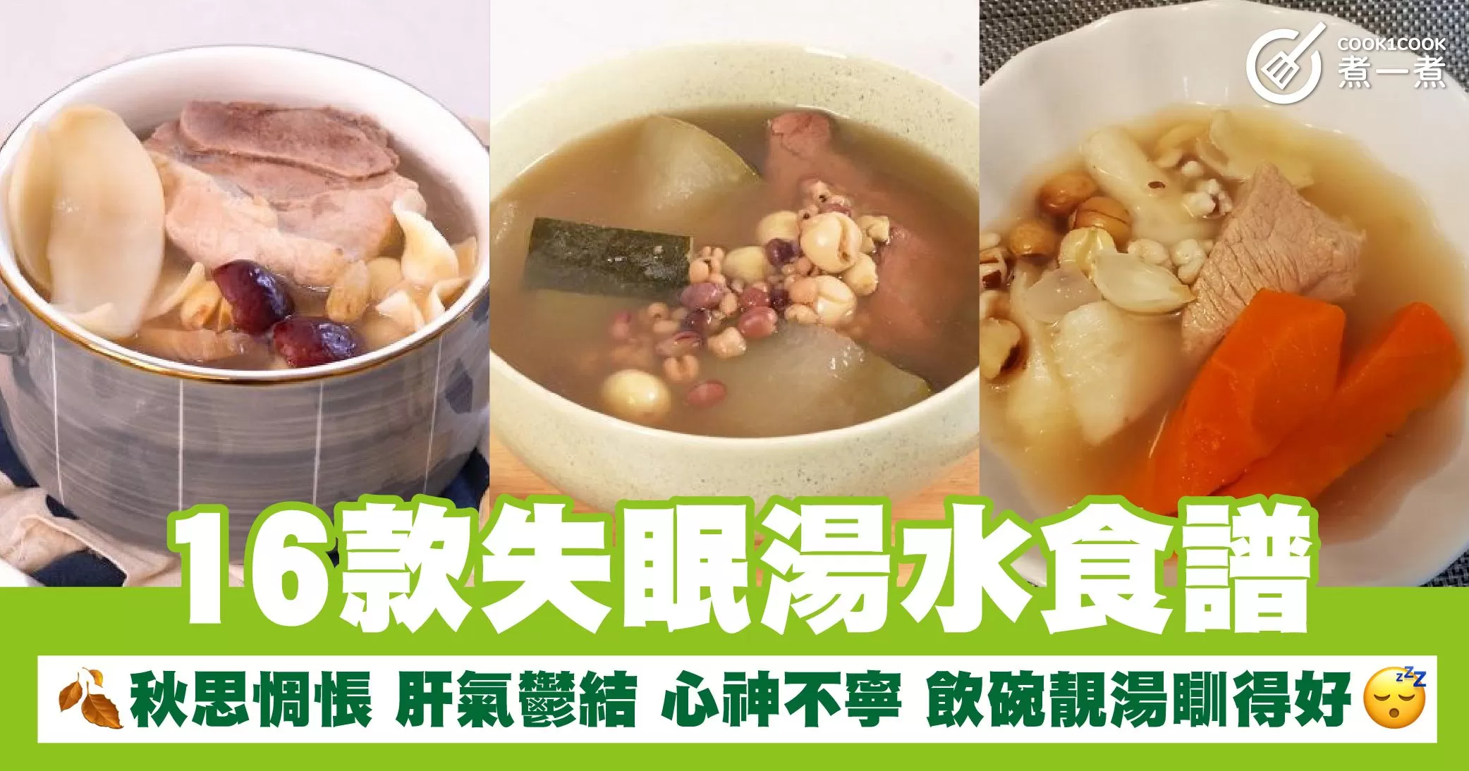 16款失眠湯水食譜 秋思惆悵 肝氣鬱結 心神不寧 飲碗靚湯瞓得好