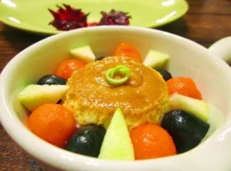 焦糖蒸布丁~洛神花口味