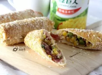 免炸~玉米培根土司捲