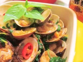 塔香炸醬炒蛤蜊