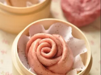 火龍果玫瑰饅頭