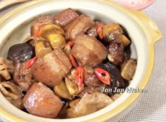 栗子冬菇炆腩肉 [冬日暖暖小菜］