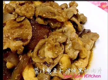 紫洋蔥豆卜汁燒黑豚肉片