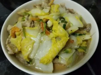 冬菜蝦乾腩肉炒津白