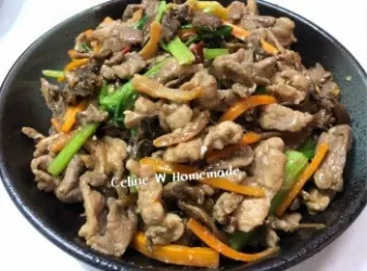 XO醬肉片炒舞茸菇