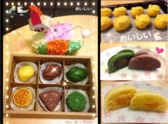 奶黃、紫薯、抹茶兔子月餅