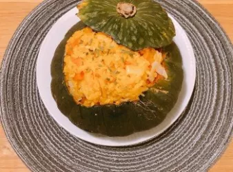 是日晚餐：零廚餘的原個南瓜飯