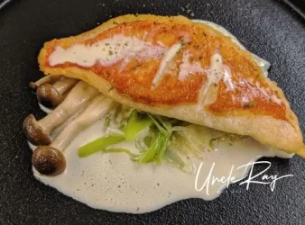 白汁香煎金目鯛配大荵日本鴻喜菇