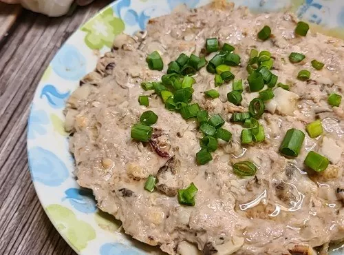 土魷冬菇蒸肉餅