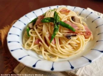 蒜香煙肉蘑菇天使麵