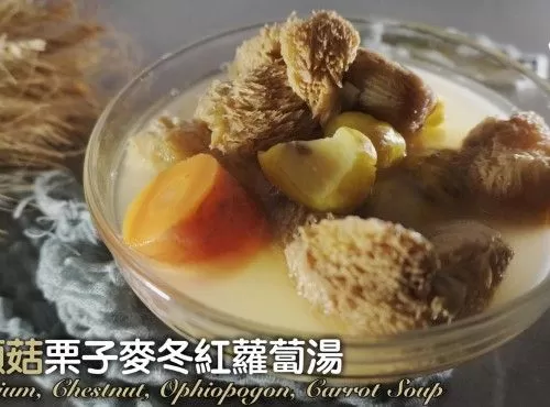 [4K影片]湯水食譜 |猴頭菇栗子麥冬紅蘿蔔湯 Hericium Chestnut Ophiopogon Carrot Soup