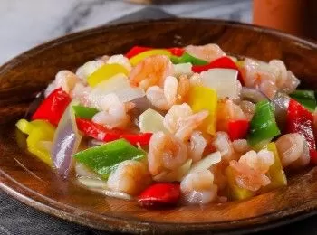 清炒三色彩椒鮮蝦